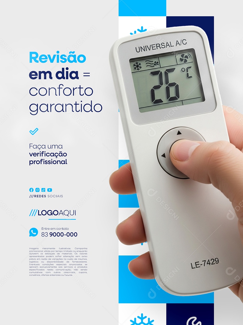 Climatização Revisão em Dia Conforto Garantido Social Media PSD Editável