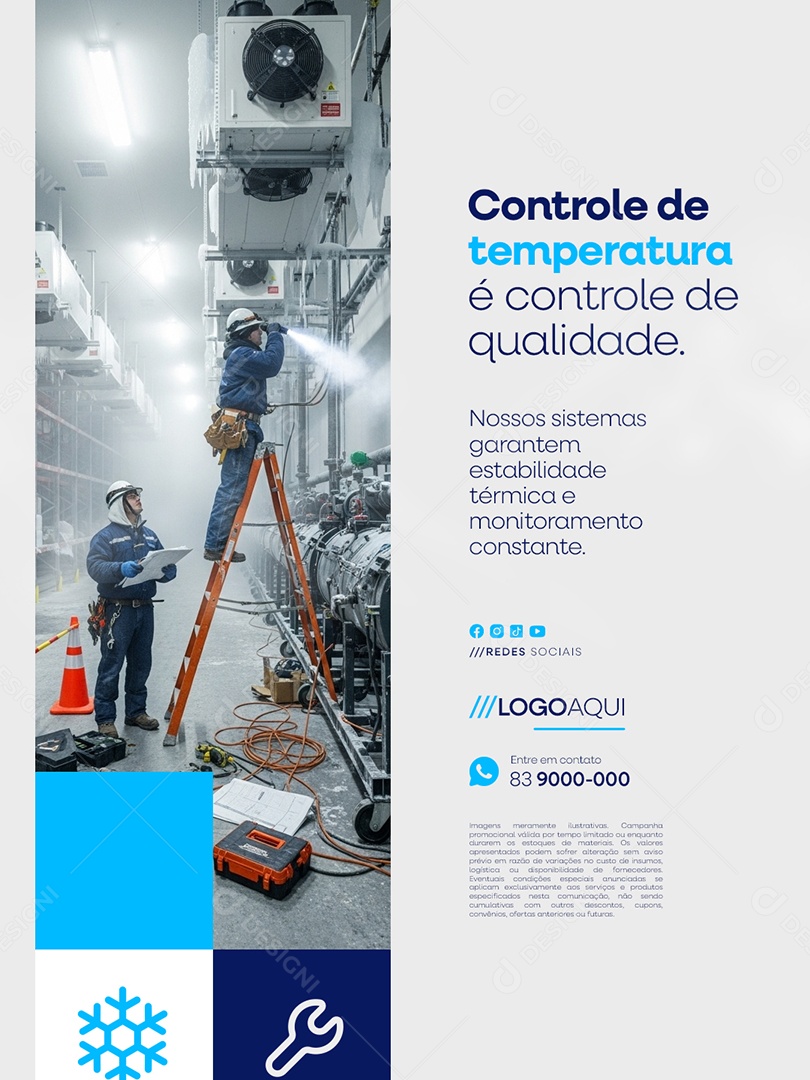 Climatização Controle de Temperatura é Controle de Qualidade Social Media PSD Editável