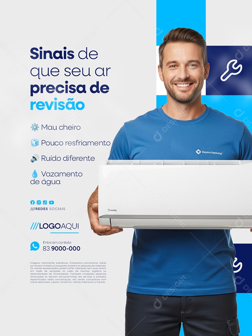 Climatização Sinais de Que Seu Ar Precisa de Revisão Social Media PSD Editável