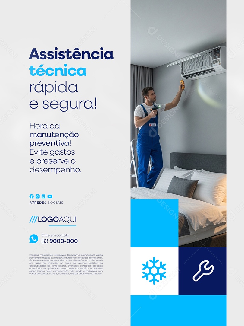 Climatização Assistência Técnica Rápida e Segura Social Media PSD Editável