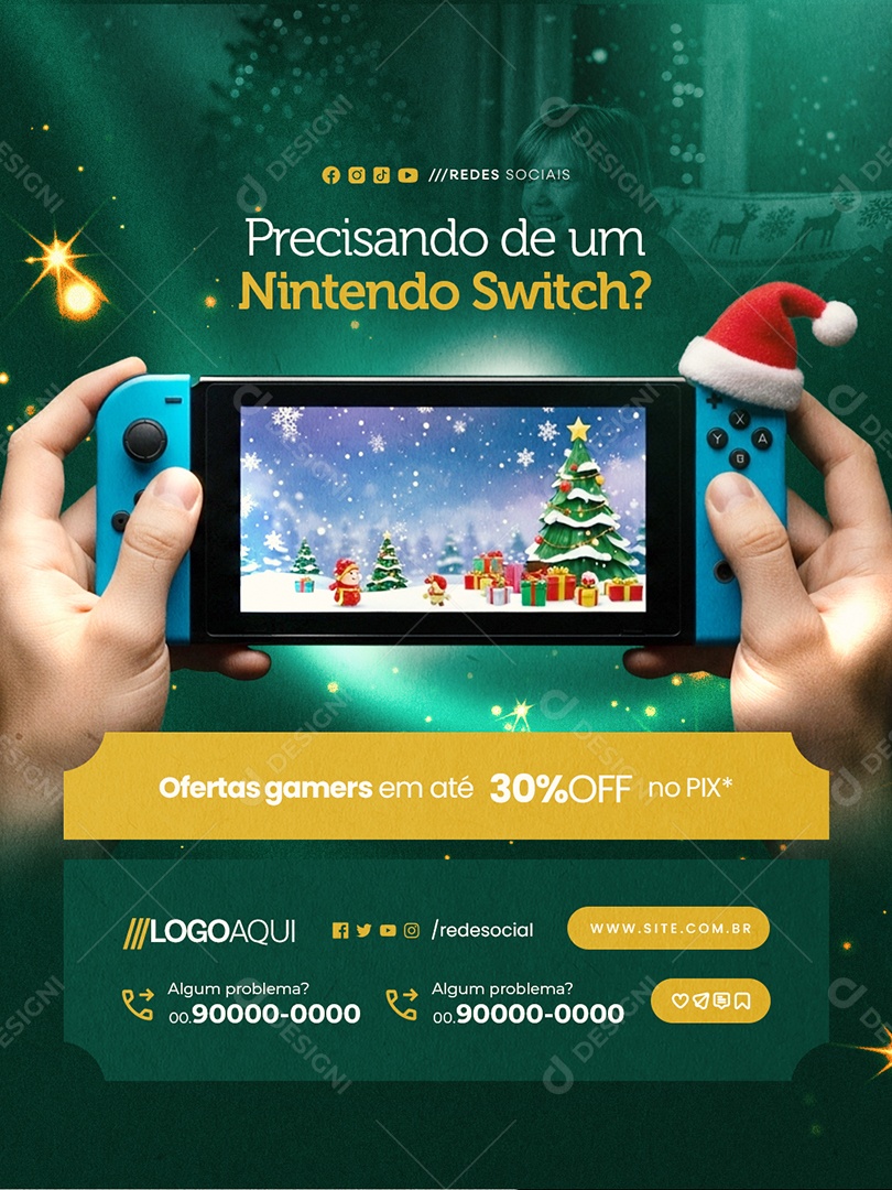Loja de Games Precisando de Um Nintendo Switch Social Media PSD Editável