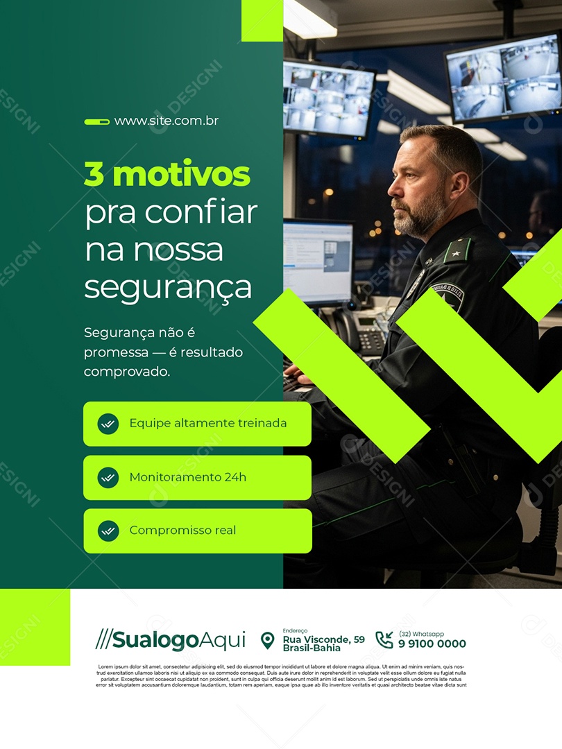 Três Motivos Pra Confiar na Nossa Segurança Social Media PSD Editável
