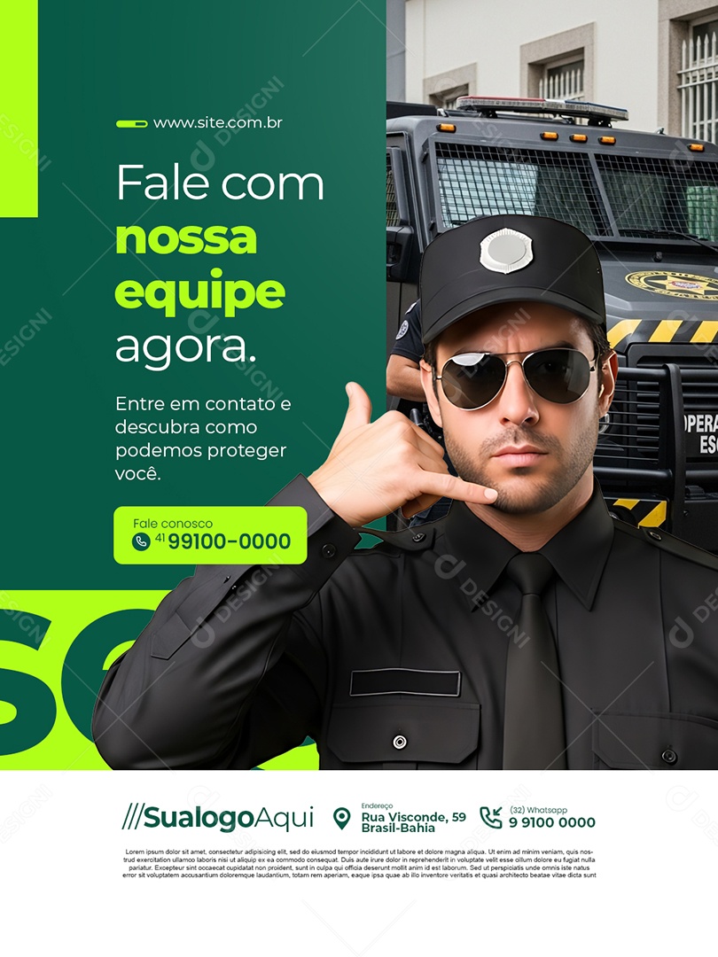 Segurança Fale com Nossa Equipe Agora Social Media PSD Editável