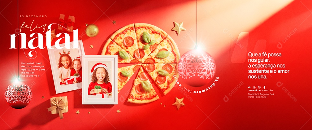 Carrossel Feliz Natal 25 de Dezembro Pizzaria Social Media PSD Editável