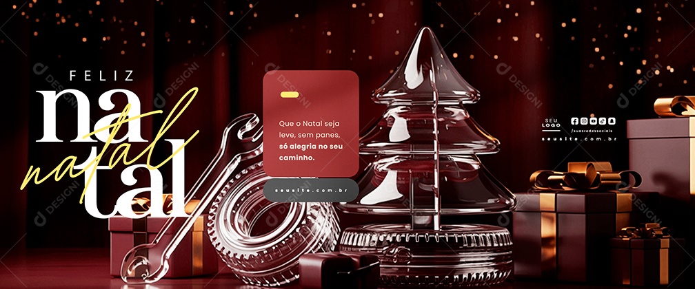 Carrossel Feliz Natal 25 de Dezembro Oficina Mecânica Social Media PSD Editável