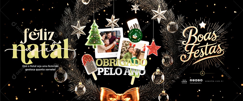 Carrossel Feliz Natal 25 de Dezembro Obrigado Pelo Ano Social Media PSD Editável