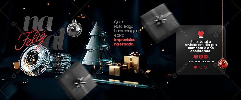 Carrossel Feliz Natal Oficina Mecânica Social Media PSD Editável