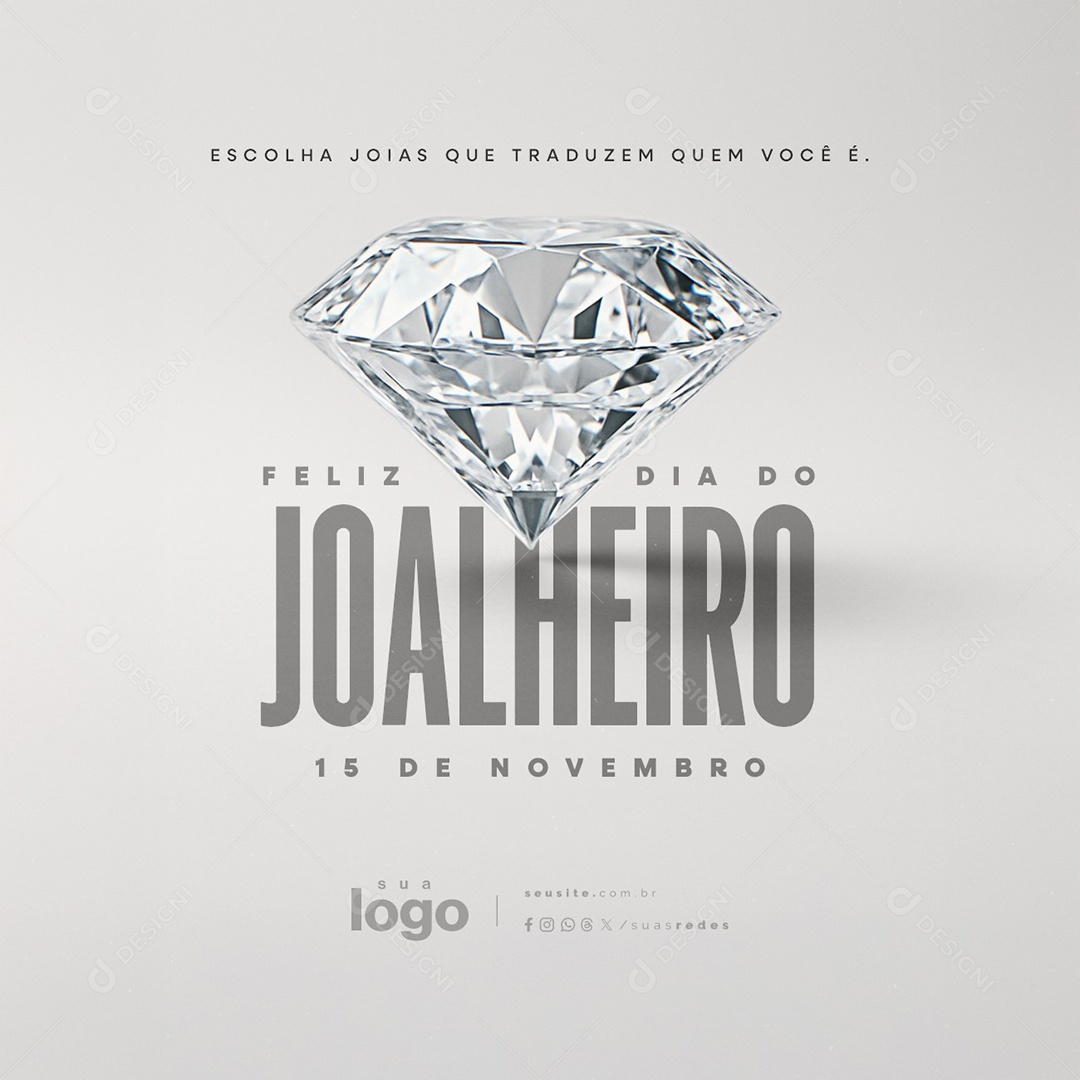 Feliz Dia do Joalheiro 15 de Novembro Escolha Joias Social Media PSD Editável