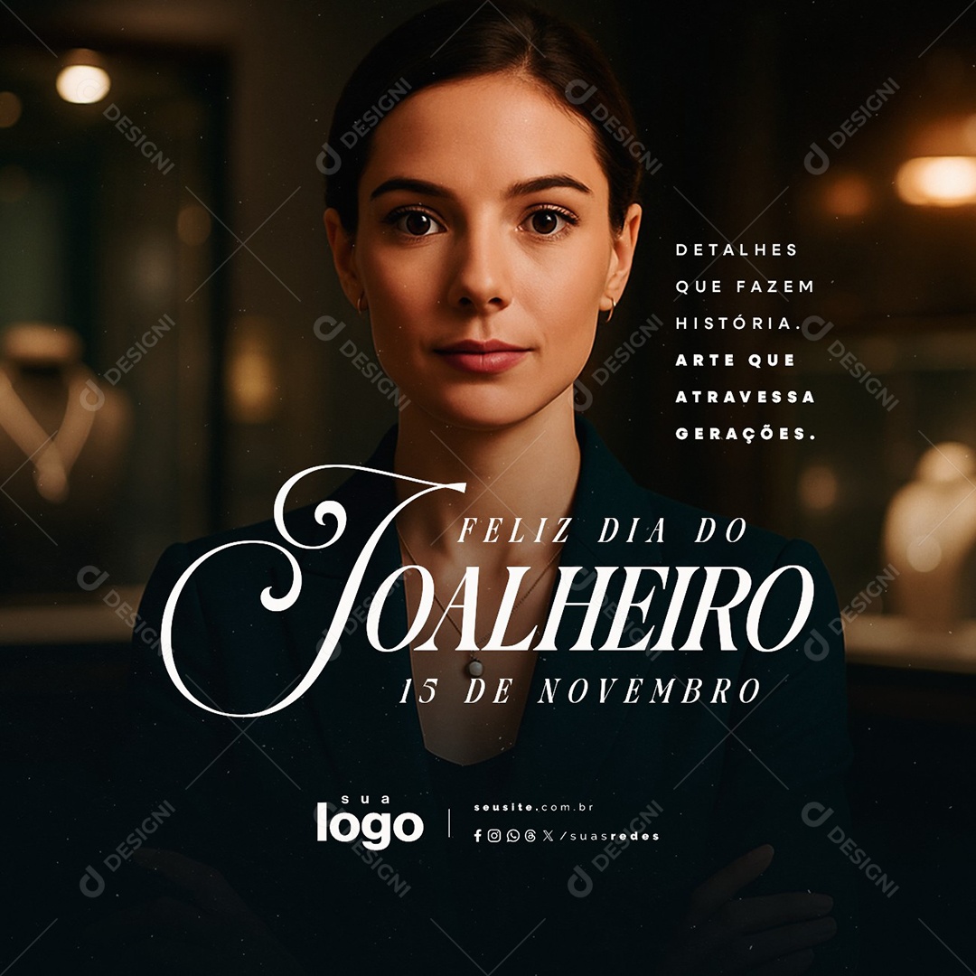 Feliz Dia do Joalheiro 15 de Novembro Social Media PSD Editável