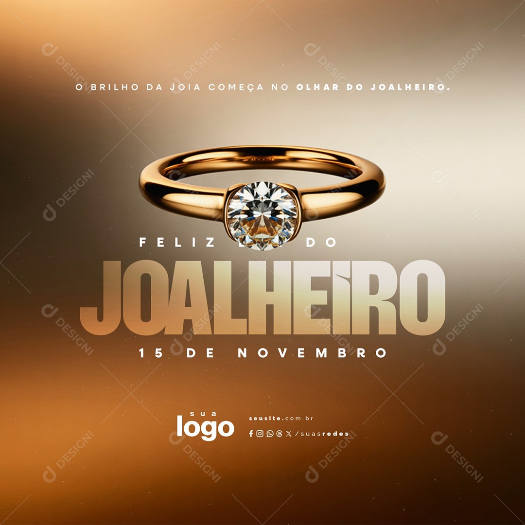 Feliz Dia do Joalheiro 15 de Novembro Social Media PSD Editável