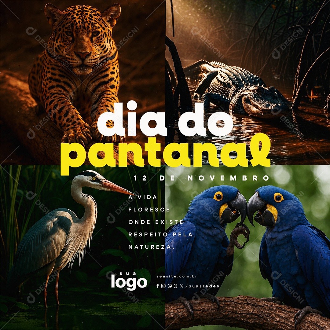 Dia do Pantanal 12 de Novembro Social Media PSD Editável