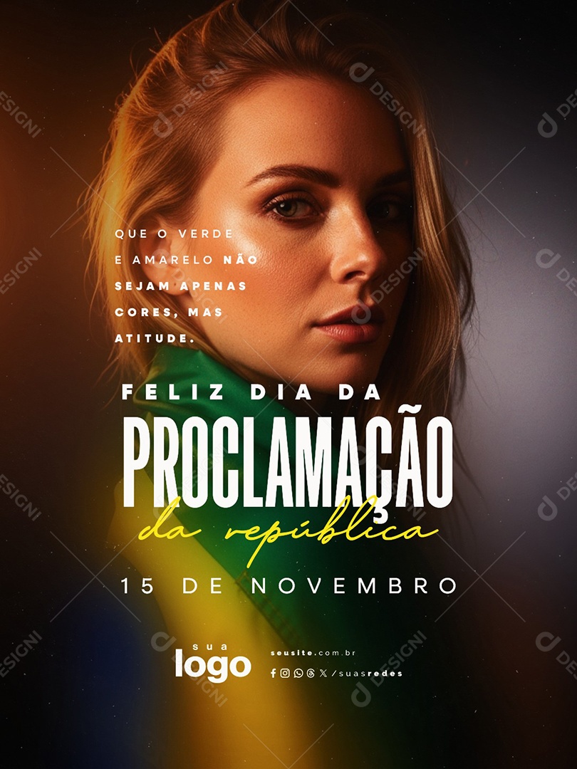 Feliz Dia da Proclamação da República 15 de Novembro Social Media PSD Editável