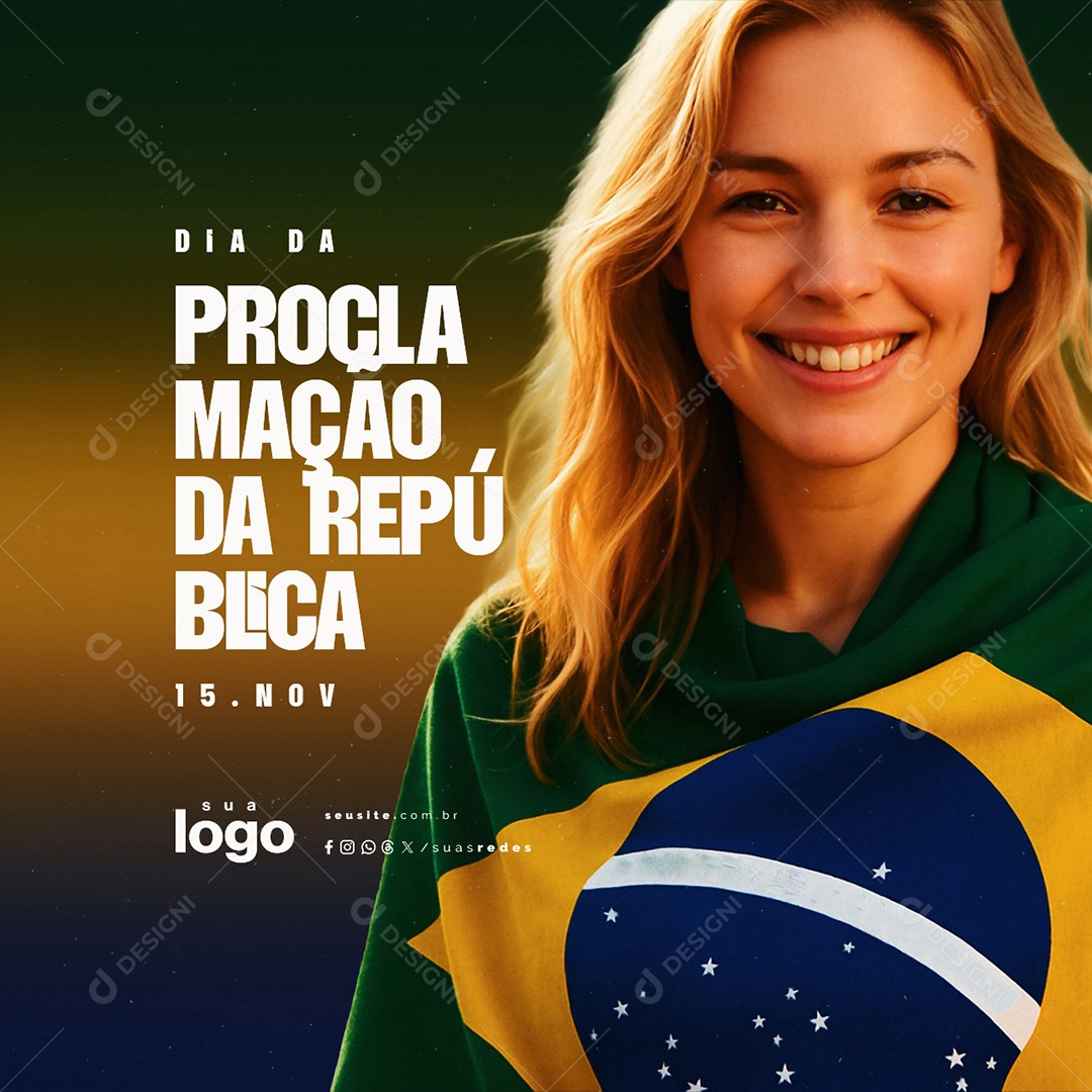 Dia da Proclamação da República 15 de Novembro Social Media PSD Editável