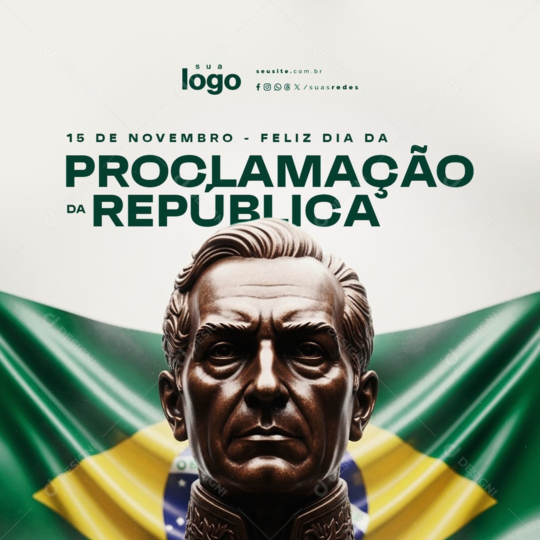 Feliz Dia da Proclamação da República 15 de Novembro Social Media PSD Editável