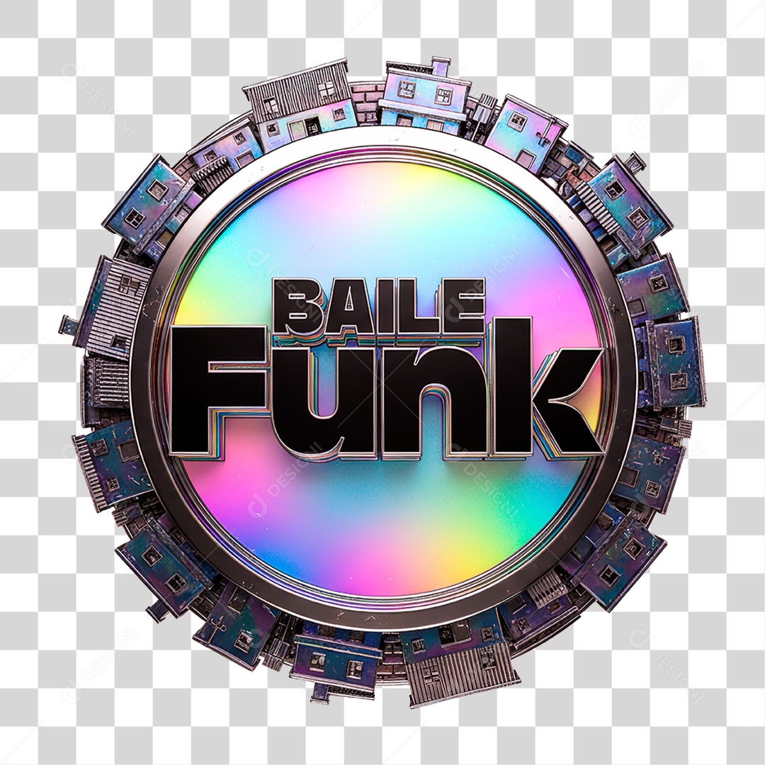 Selo 3D Baile Funk para Composição PNG Transparente