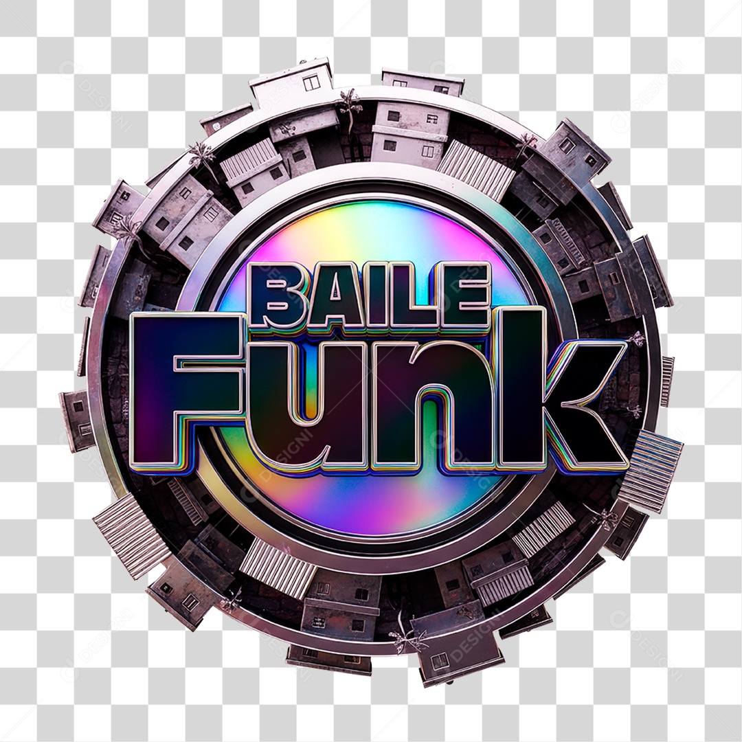 Selo 3D Baile Funk para Composição PNG Transparente