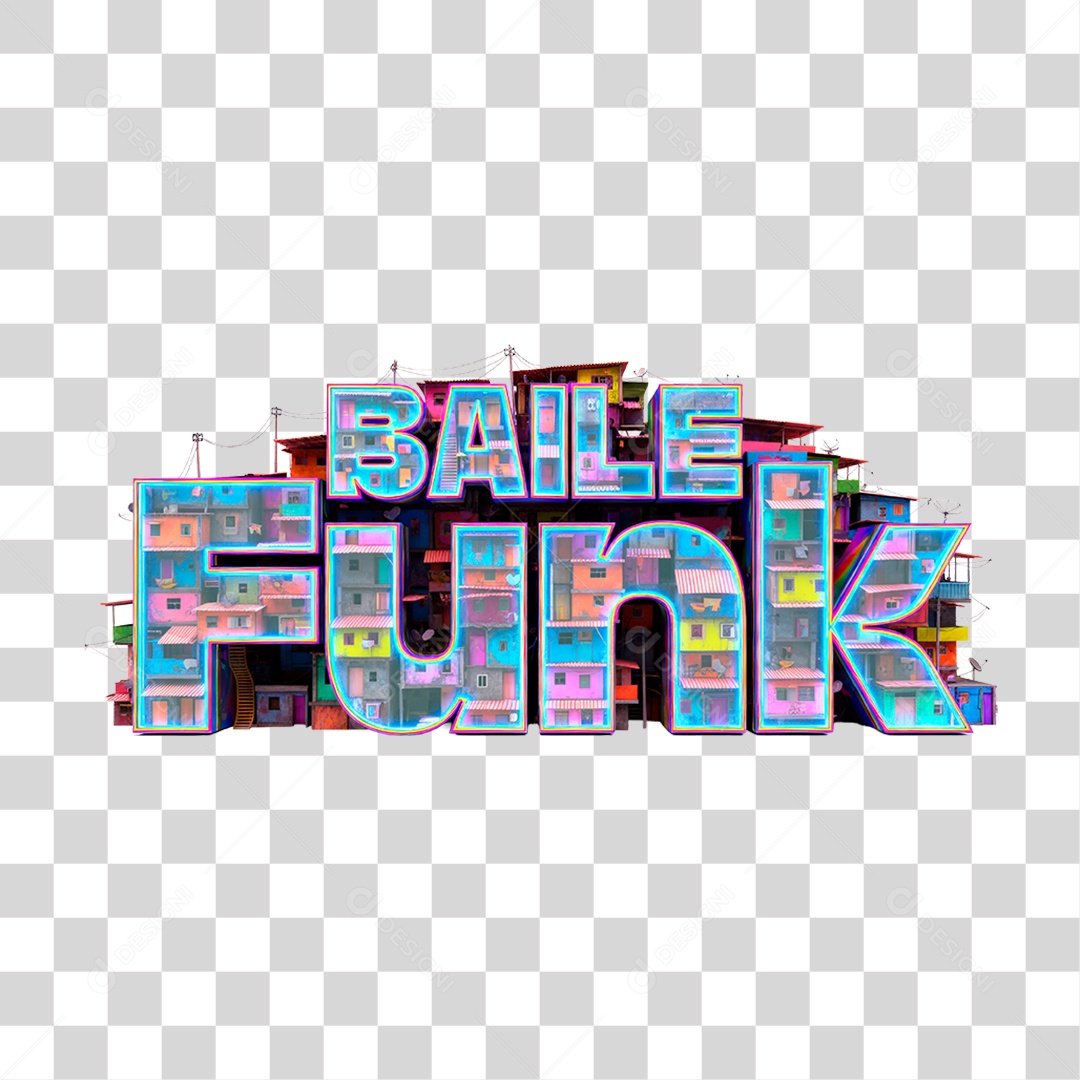 Selo 3D Baile Funk para Composição PNG Transparente