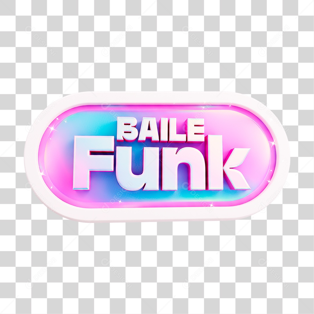 Selo 3D Baile Funk para Composição PNG Transparente