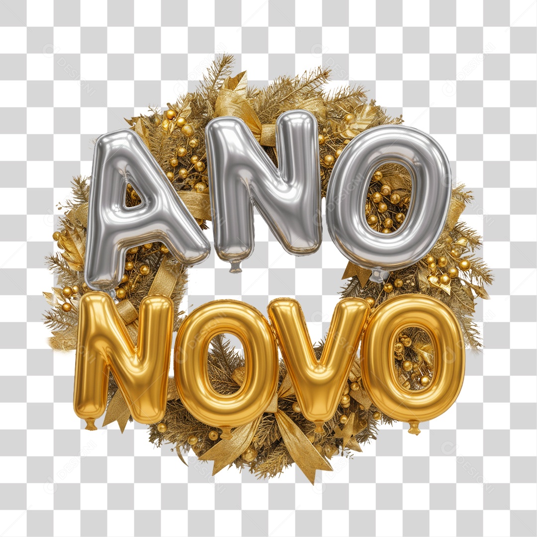 Selo 3D Ano Novo PNG Transparente