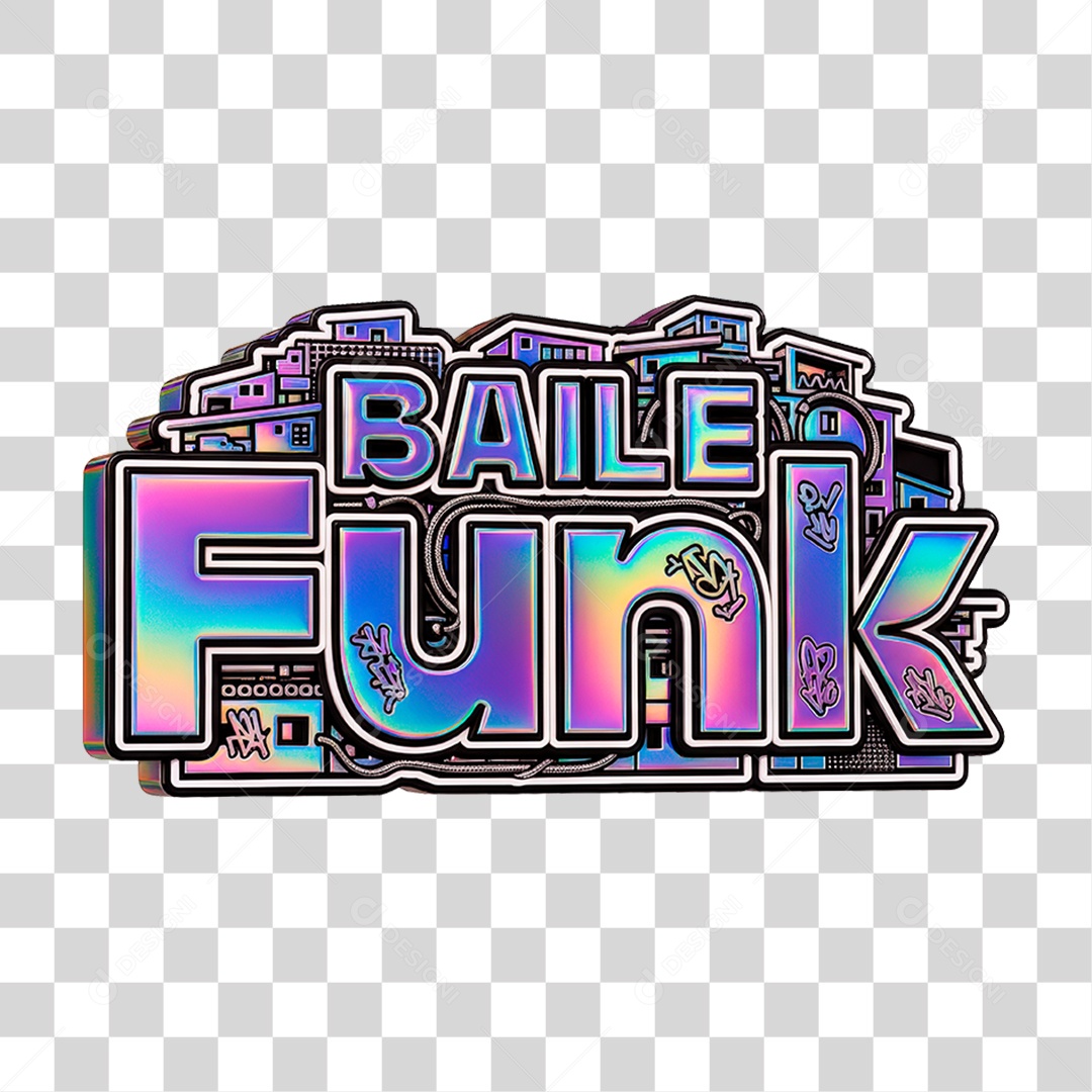 Selo 3D Baile Funk para Composição PNG Transparente