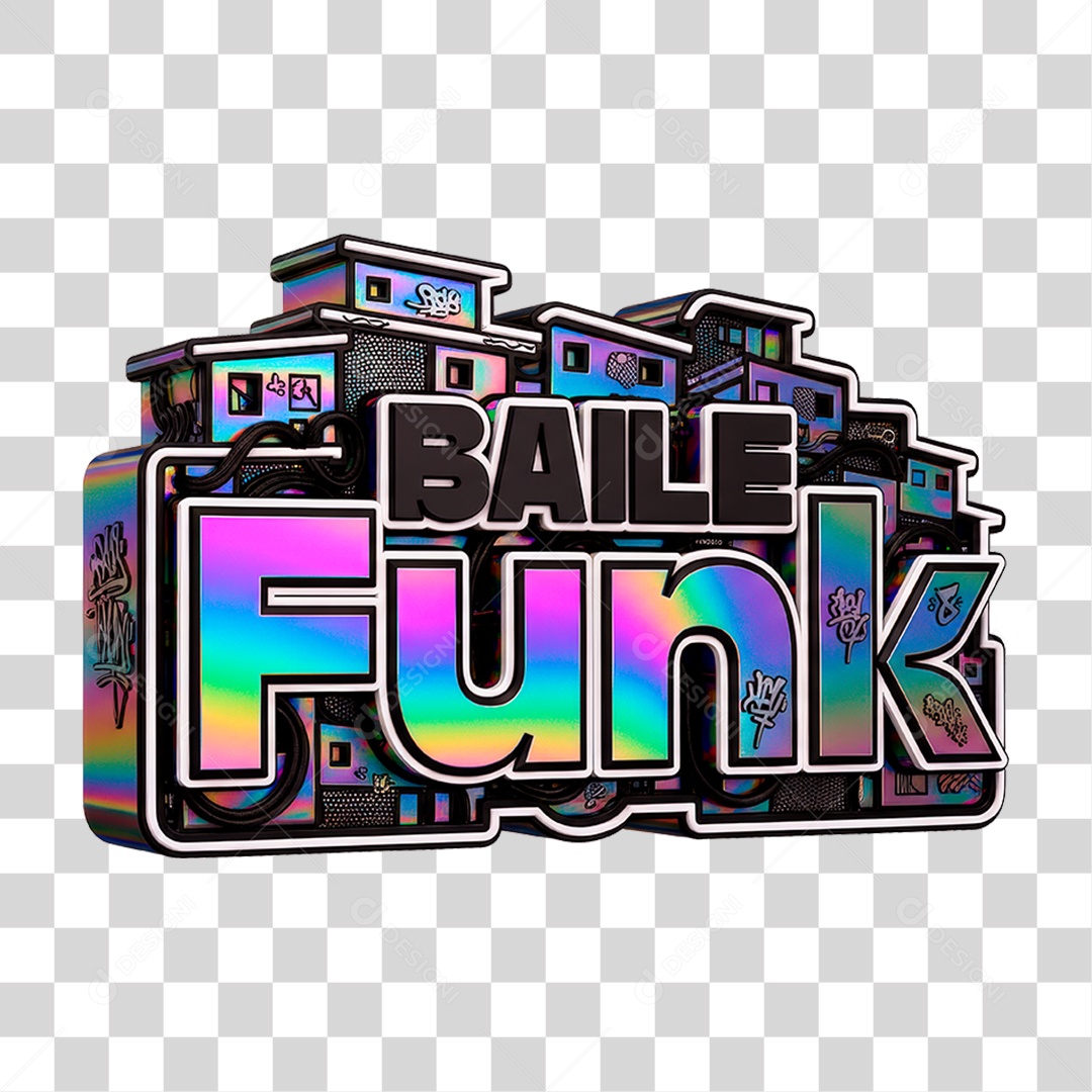 Selo 3D Baile Funk para Composição PNG Transparente