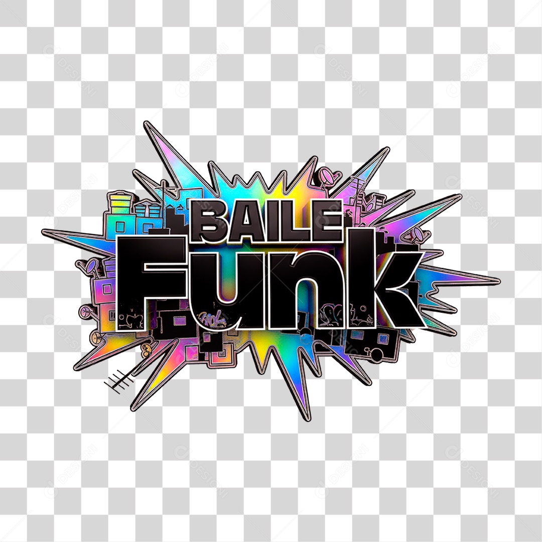 Selo 3D Baile Funk para Composição PNG Transparente