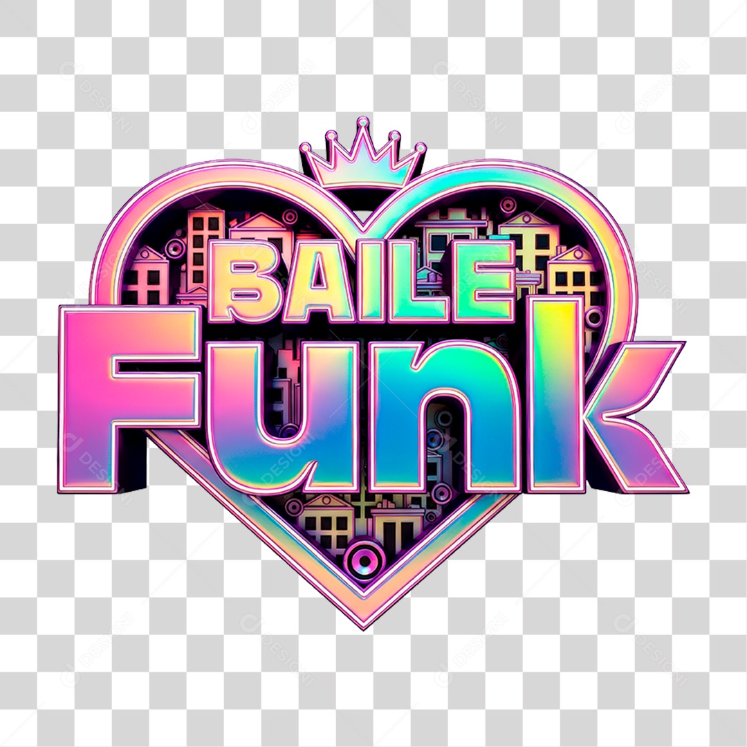 Selo 3D Baile Funk para Composição PNG Transparente