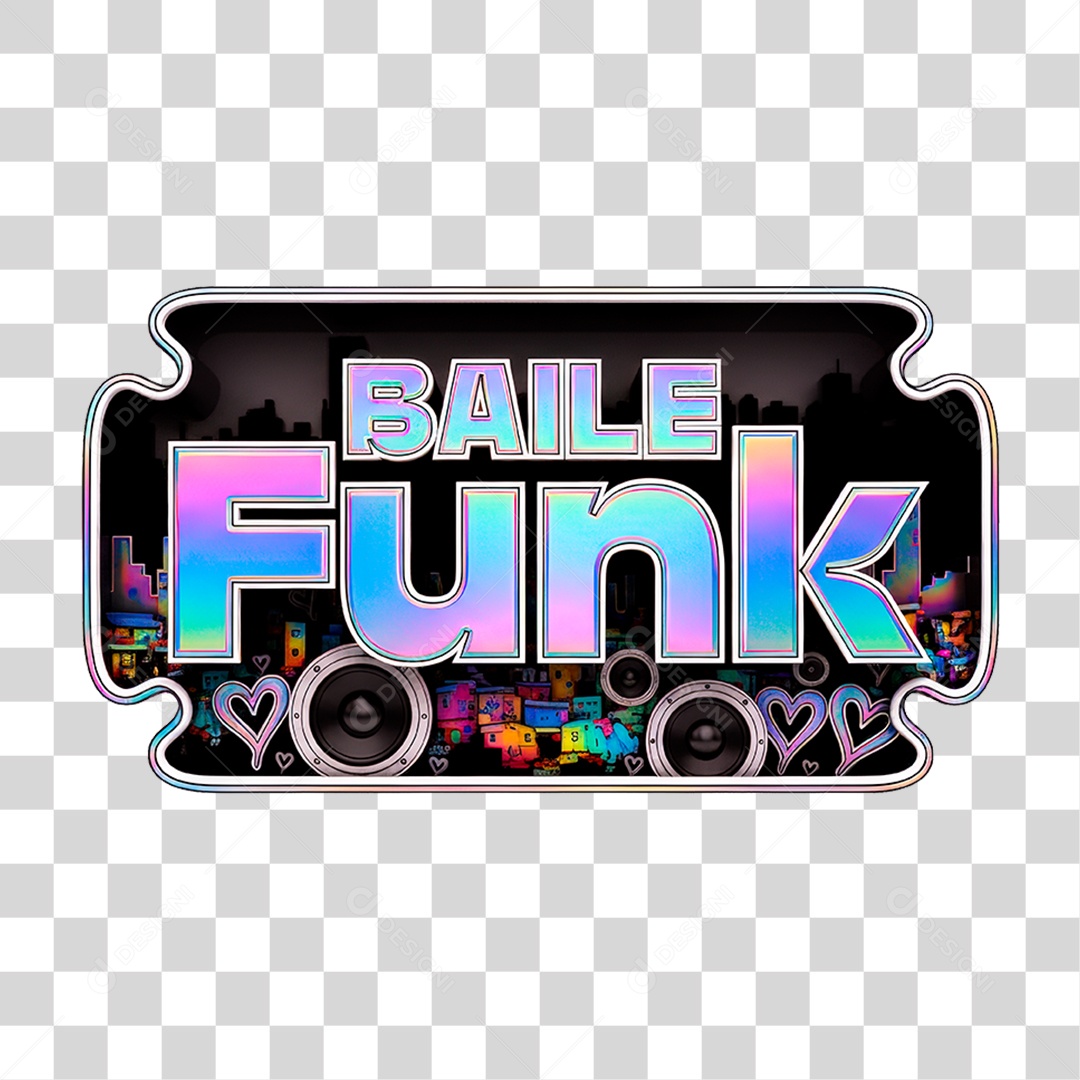 Selo 3D Baile Funk para Composição PNG Transparente