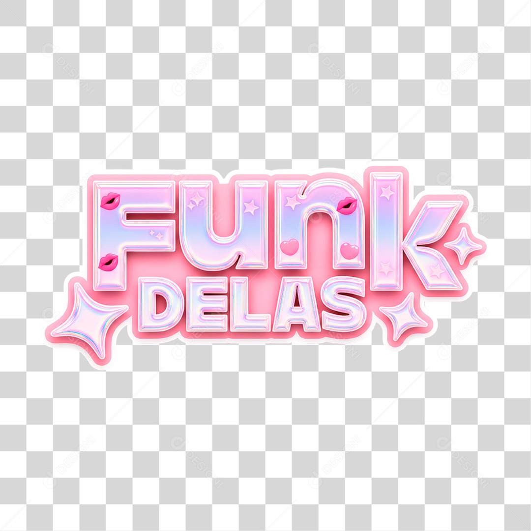 Selo 3D Funk Delas para Composição PNG Transparente