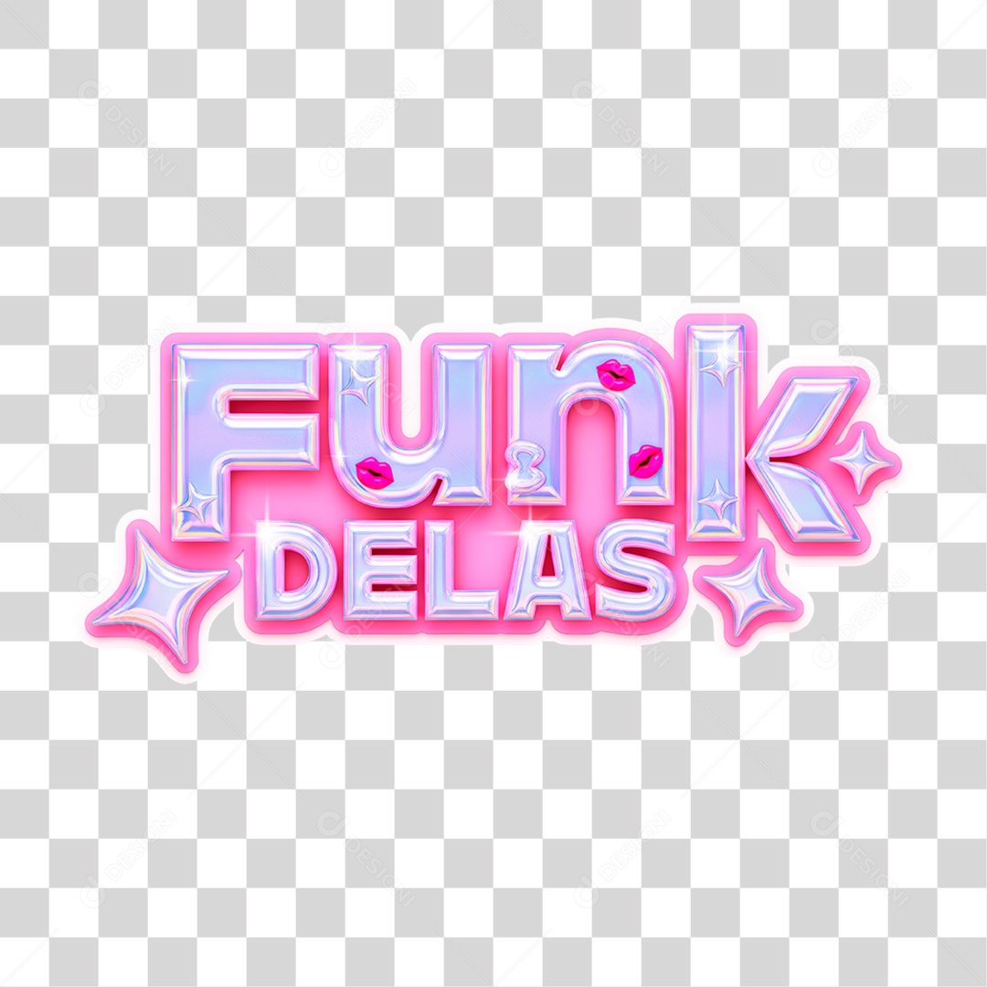 Selo 3D Funk Delas para Composição PNG Transparente