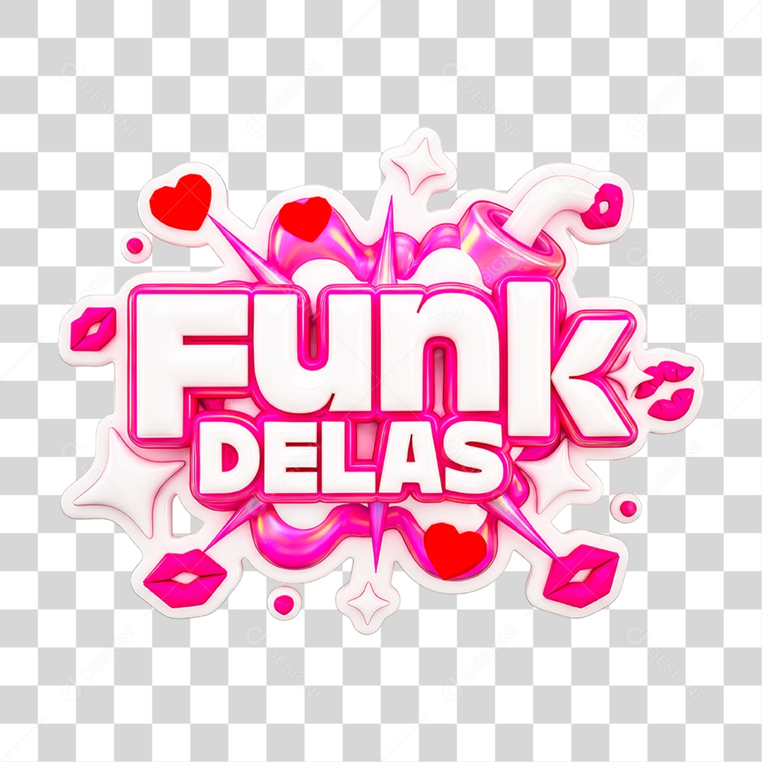 Selo 3D Funk Delas para Composição PNG Transparente