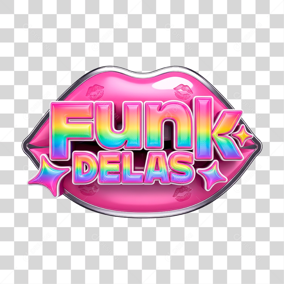 Selo 3D Funk Delas para Composição PNG Transparente