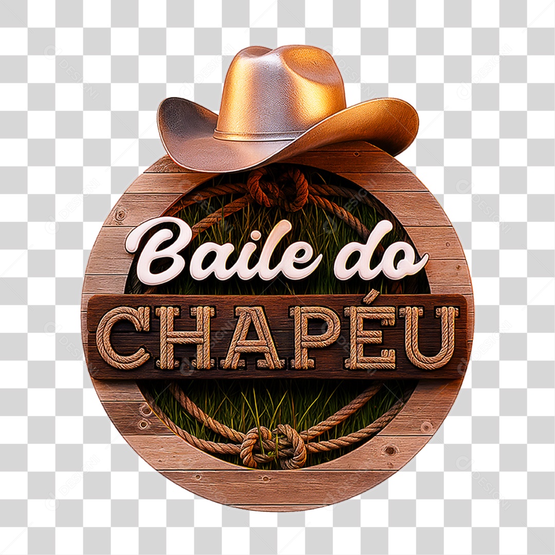 Selo 3D Baile do Chapéu para Composição PNG Transparente