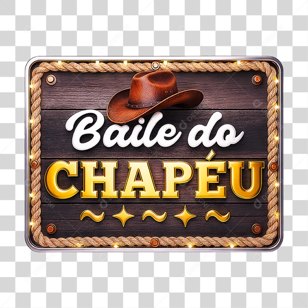 Selo 3D Baile do Chapéu para Composição PNG Transparente