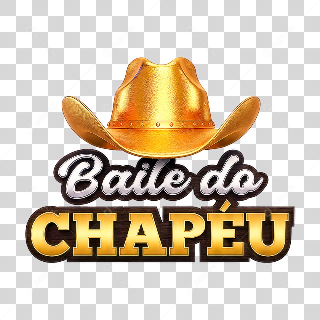 Selo 3D Baile do Chapéu para Composição PNG Transparente