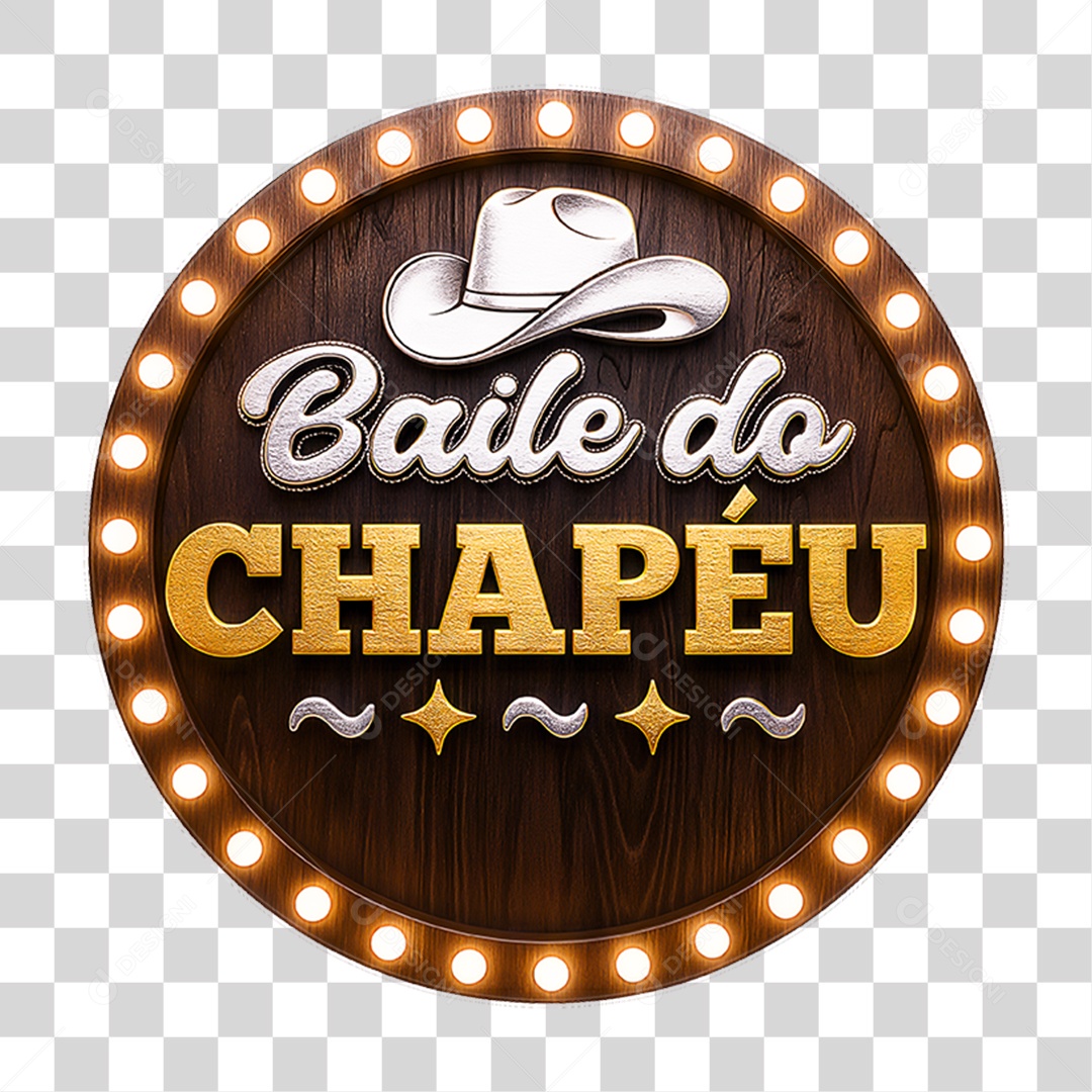 Selo 3D Baile do Chapéu para Composição PNG Transparente