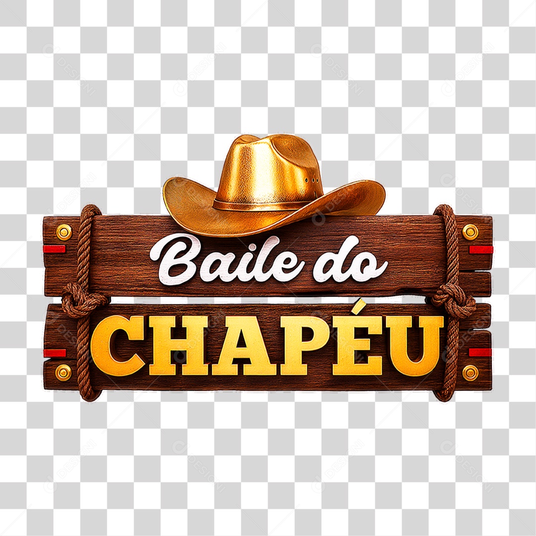 Selo 3D Baile do Chapéu para Composição PNG Transparente