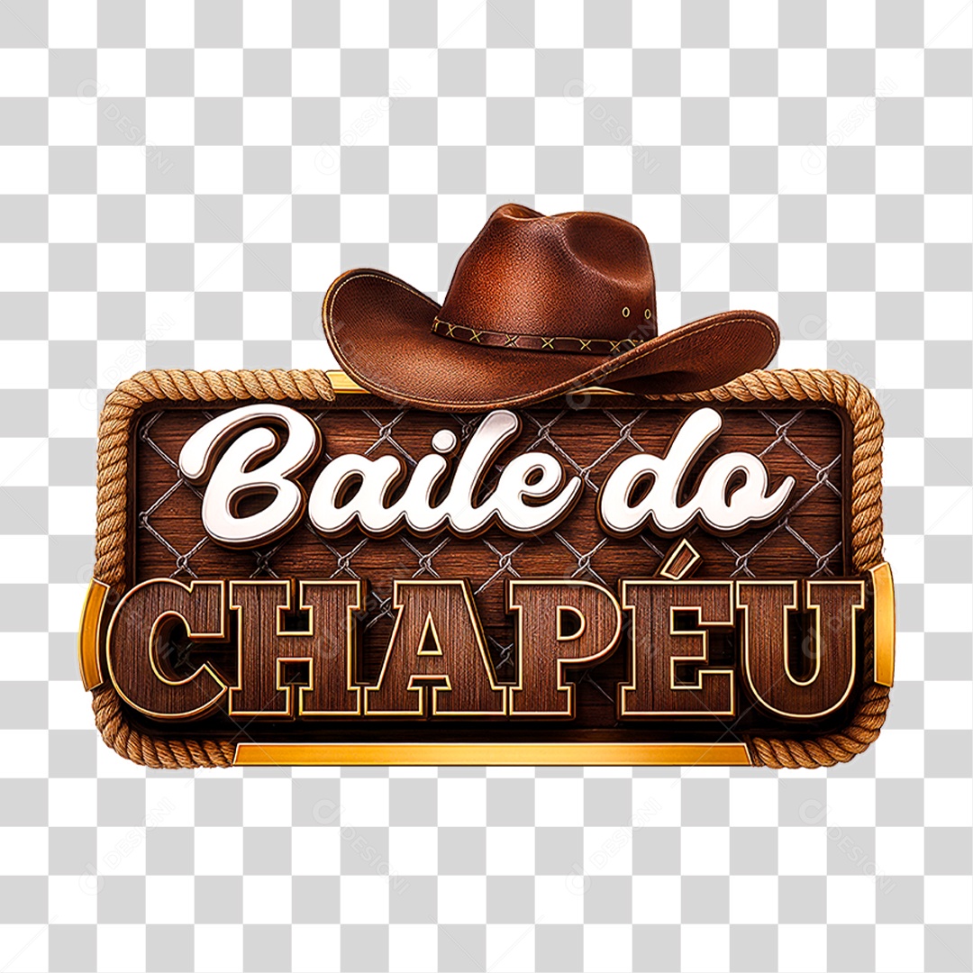 Selo 3D Baile do Chapéu para Composição PNG Transparente