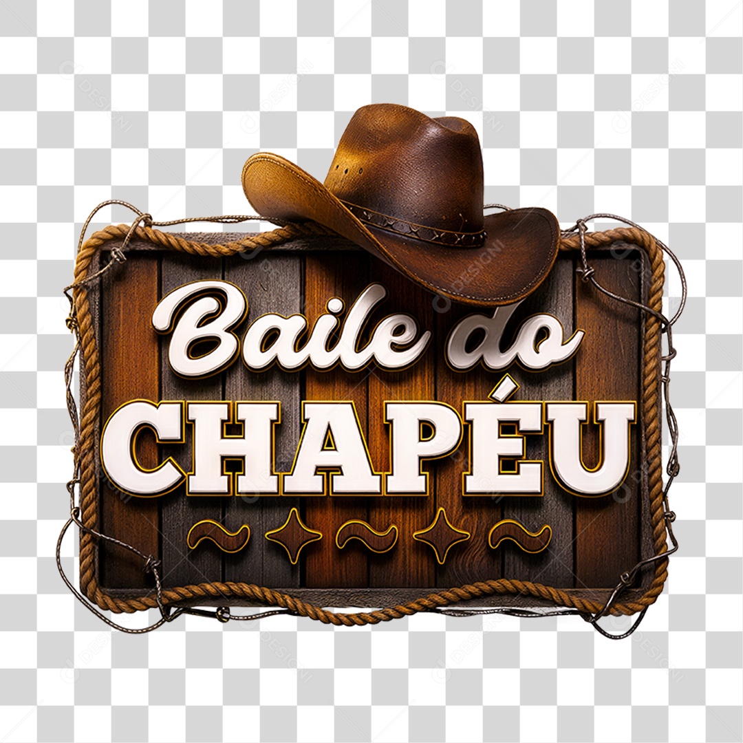 Selo 3D Baile do Chapéu para Composição PNG Transparente