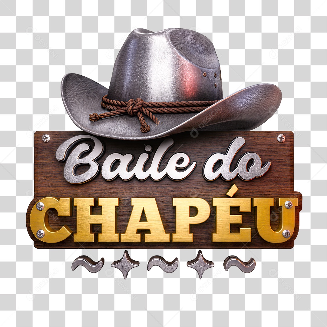 Selo 3D Baile do Chapéu para Composição PNG Transparente