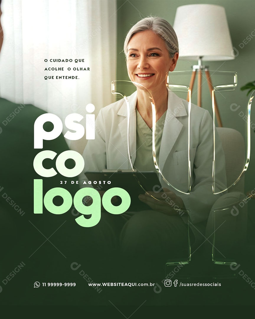 Dia Do Psicólogo 27 de Agosto Parabéns Social Media PSD Editável