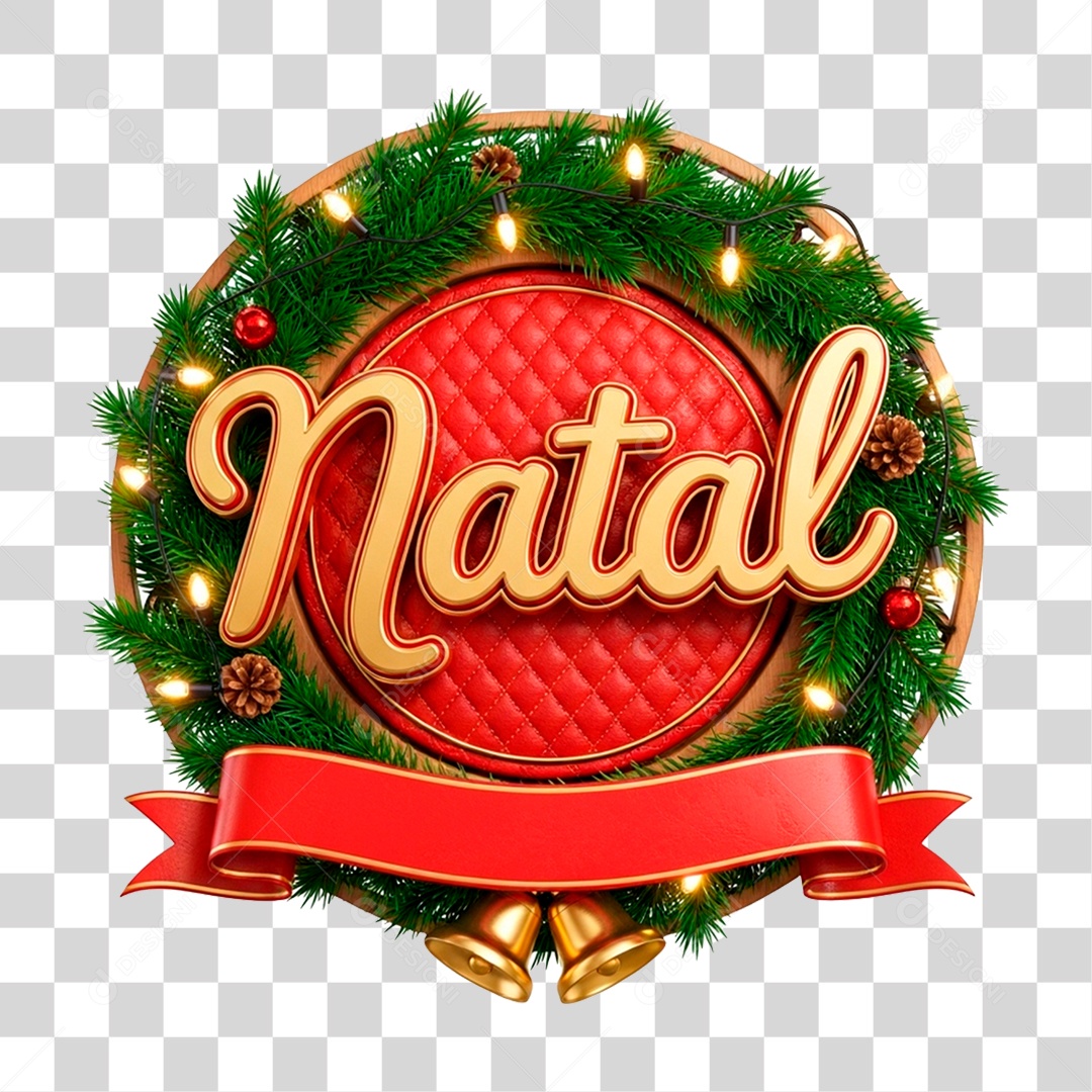 Selo 3D Natal para Composição PNG Transparente