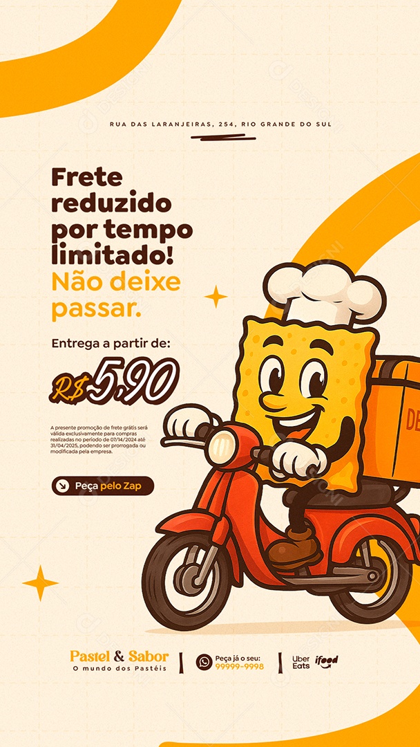Story Pastelaria Frete Reduzido por Tempo Limitado Social Media PSD Editável
