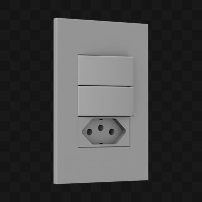 Dois Interruptores e Tomada - Modelo 3D