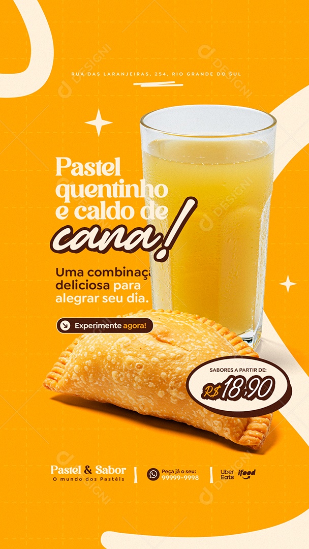 Story Pastelaria Pastel Quentinho e Caldo de Cana Social Media PSD Editável