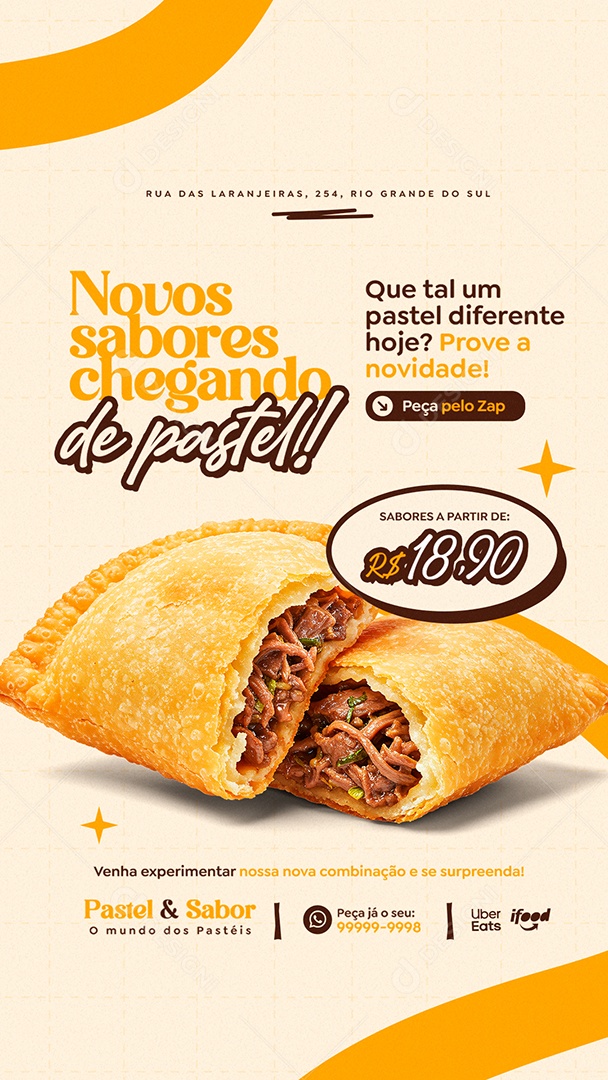 Story Pastelaria Novos Sabores Chegando de Pastel Social Media PSD Editável