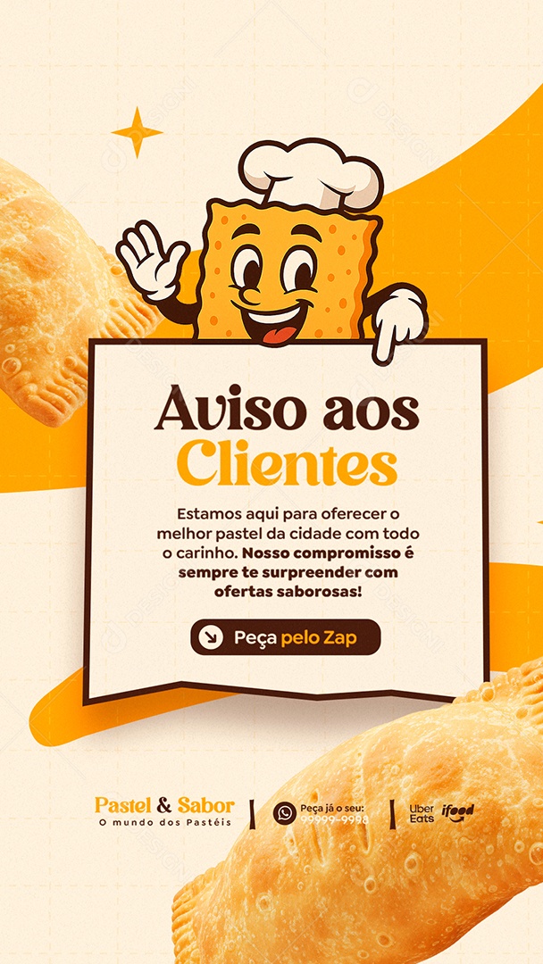 Story Pastelaria Aviso aos Clientes Social Media PSD Editável