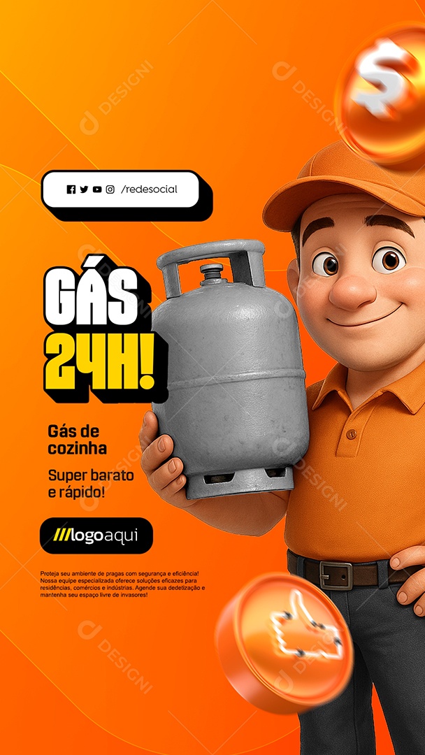 Story Gás de Cozinha 24H Social Media PSD Editável