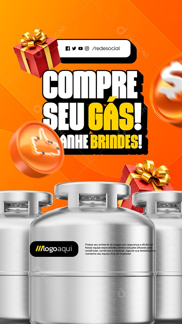 Story Compre seu Gás e Ganhe Brindes Social Media PSD Editável