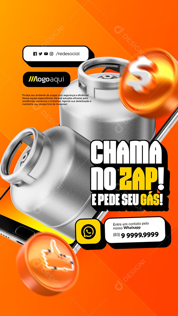 Story Gás Chama no Zap Social Media PSD Editável